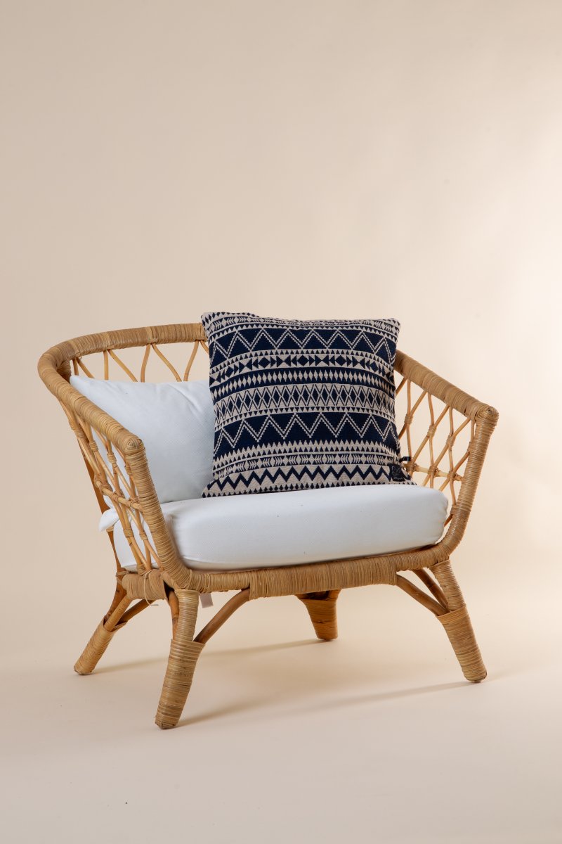 Blau-beiger Kissenbezug Älvadalen Navy & Beige Print