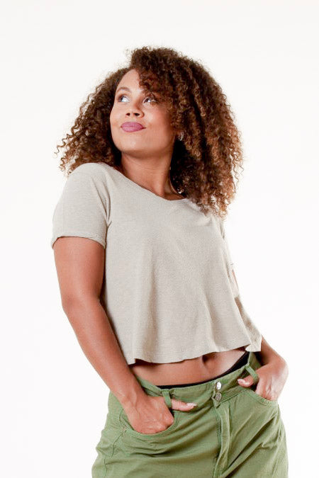 Hellgraues T-Shirt Tove Leinen Hellgrau