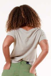 Hellgraues T-Shirt Tove Leinen Hellgrau