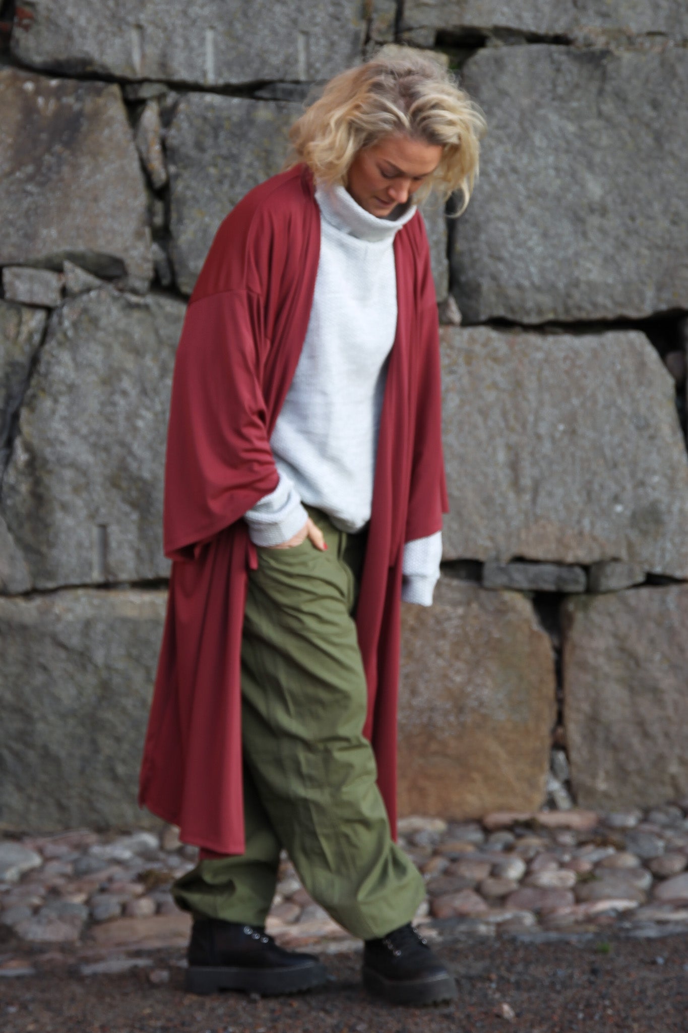 Roter Kimono Kastanienbraun