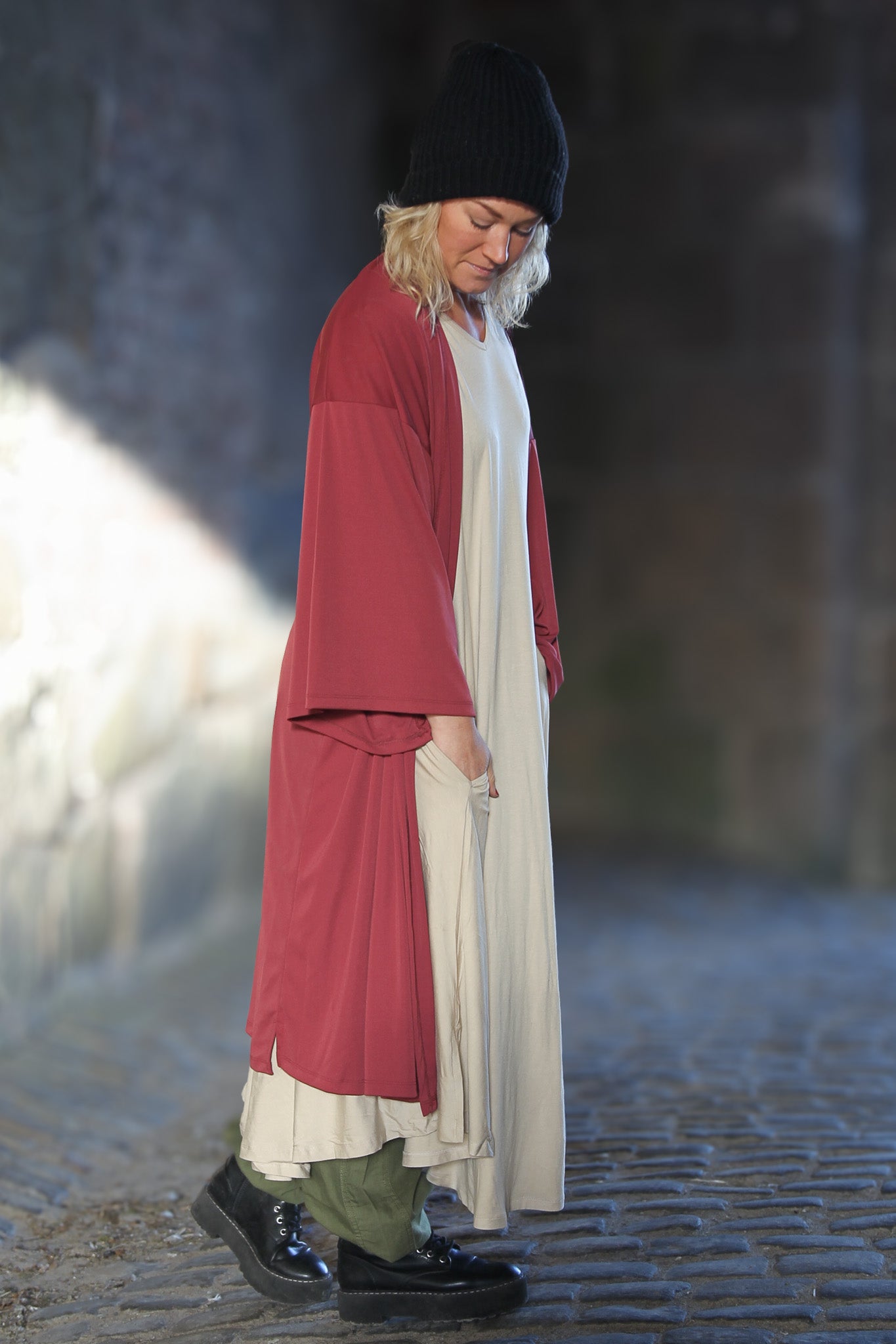 Roter Kimono Kastanienbraun