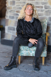 Schwarzes Hoodiekleid lang schwarz