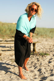 Ljusblå & Svart Kimono Tylösand Two Colored Mint & Black