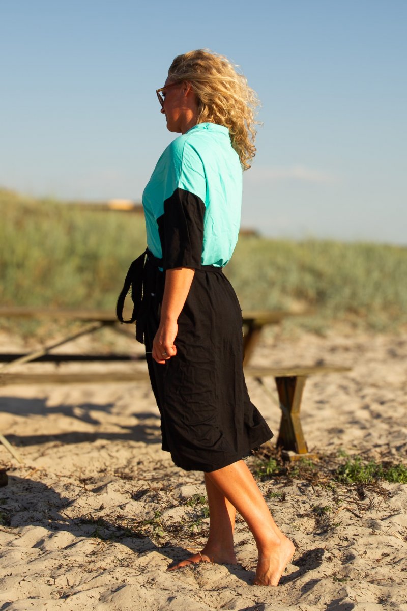 Ljusblå & Svart Kimono Tylösand Two Colored Mint & Black