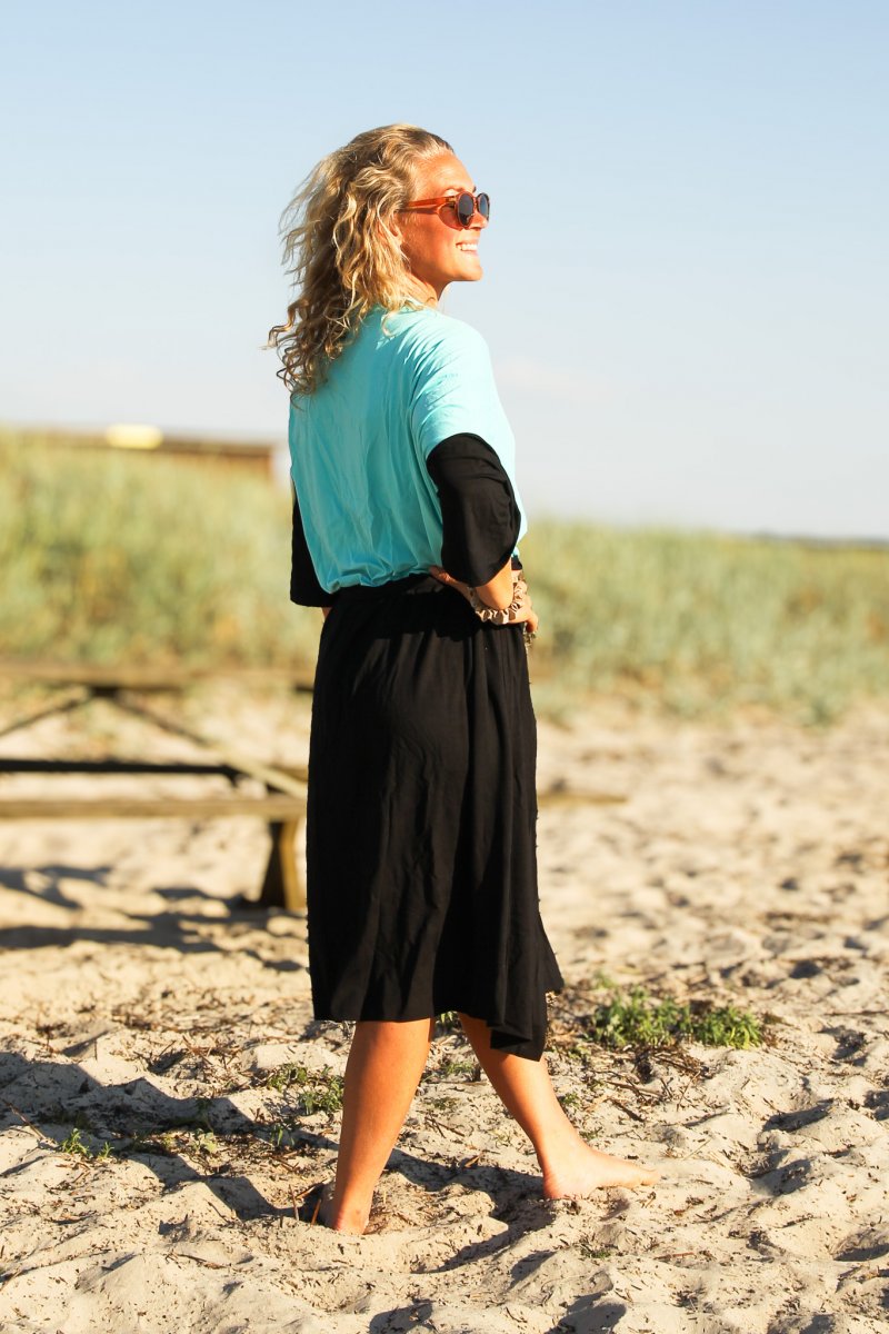 Ljusblå & Svart Kimono Tylösand Two Colored Mint & Black