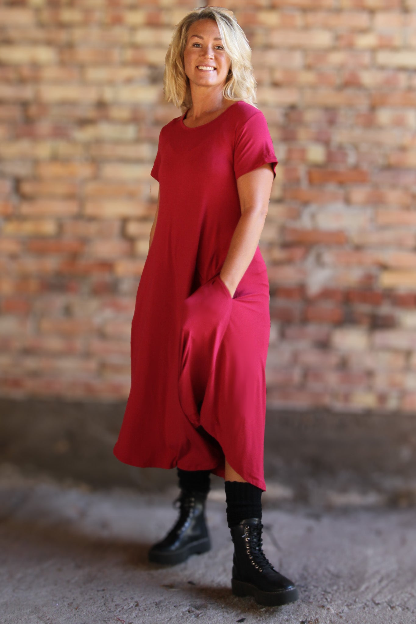 Vinröd Klänning Ballerina Original Wine Red