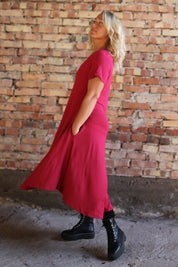 Vinröd Klänning Ballerina Original Wine Red