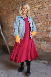 Vinröd Klänning Ballerina Original Wine Red