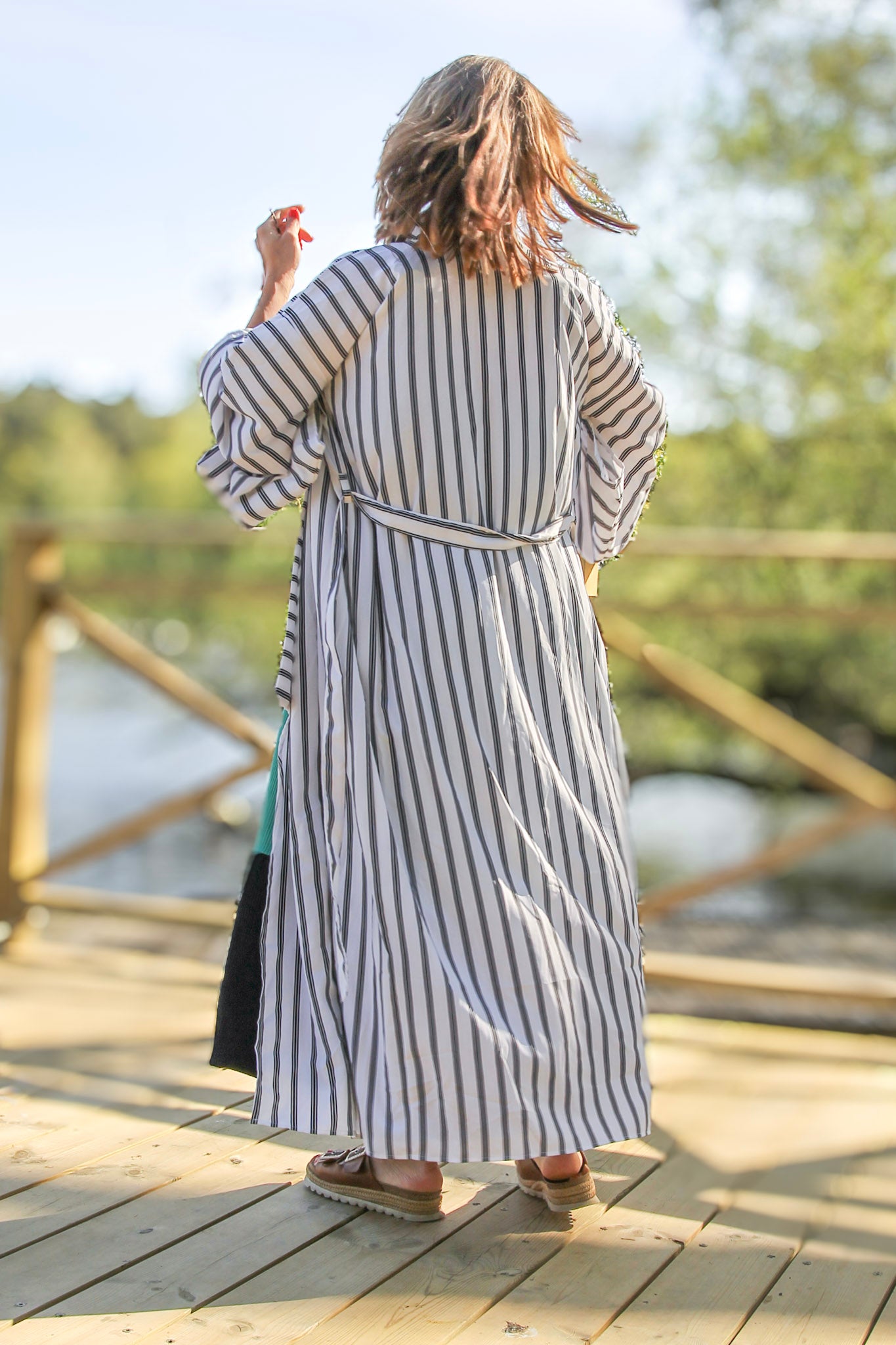 Witte gestreepte kimono Aomori wit