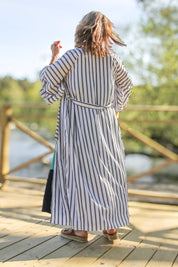 Witte gestreepte kimono Aomori wit