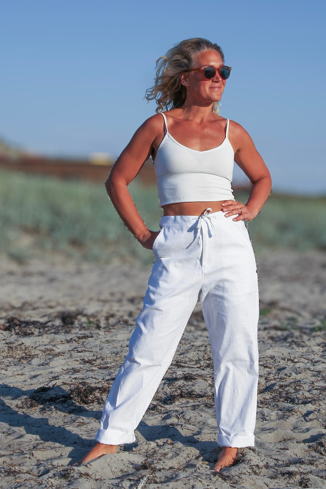 White Linen Trousers Porto White