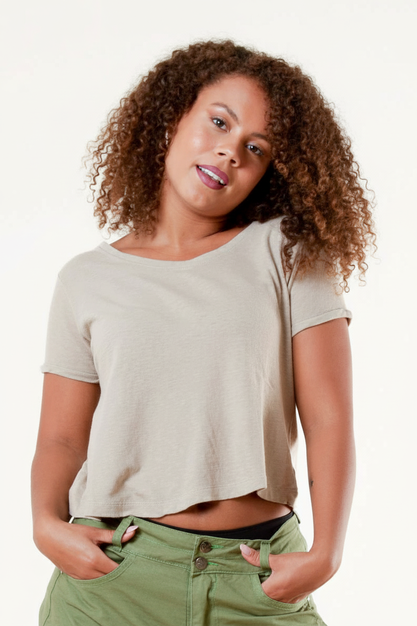 Hellgraues T-Shirt Tove Leinen Hellgrau