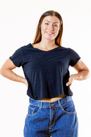 Schwarzes T-Shirt Tove Leinen Schwarz