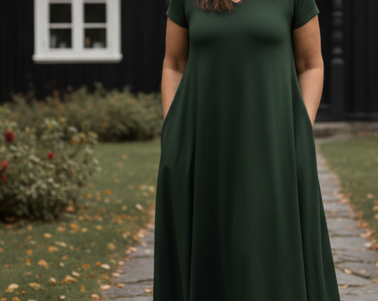 Mörkgrön Ballerina V-Neck-klänning