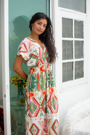 Green Patterned Dress Väddö Green Base