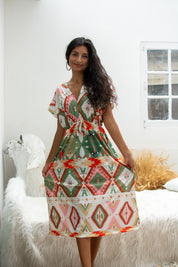 Green Patterned Dress Väddö Green Base
