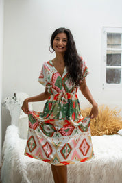 Green Patterned Dress Väddö Green Base