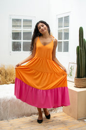 Oranssi ja vaaleanpunainen mekko Solby Orange &amp; Pink 