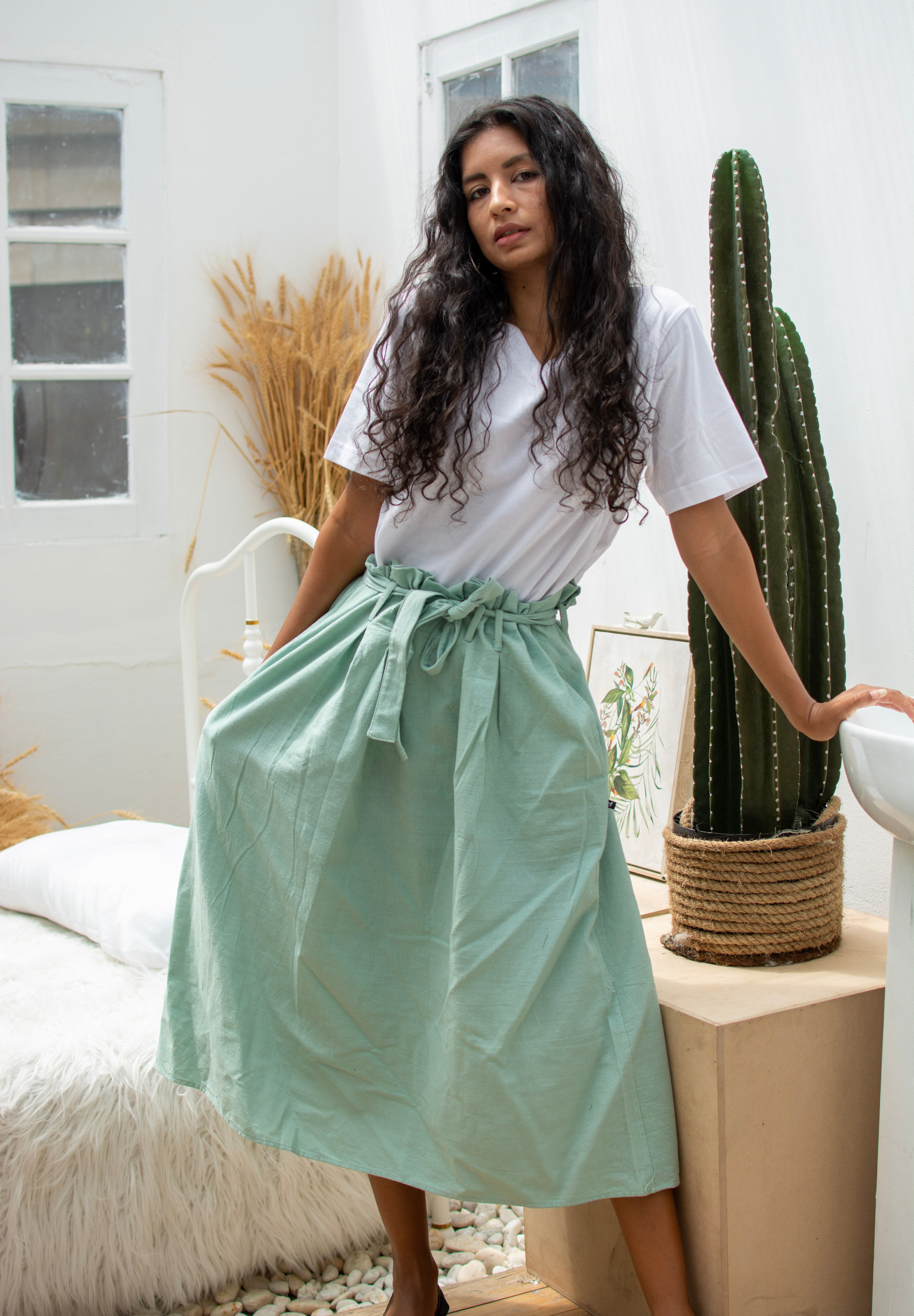 Grüner Leinenrock Anchor Mint Green