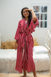 Rot gestreifter Kimono Aomori Rot