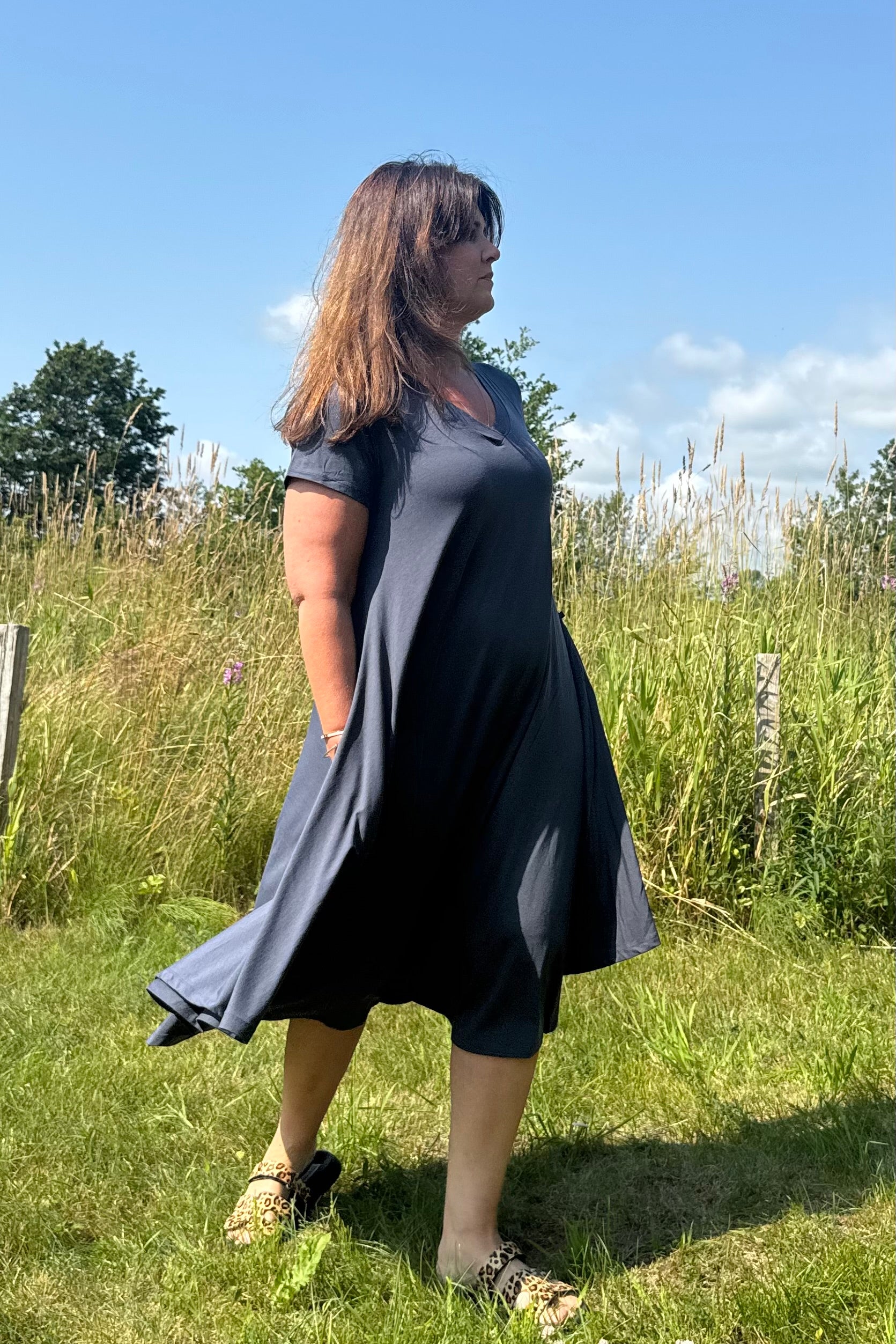 Blå Kjole Ballerina V-udskæring Duffy Blue