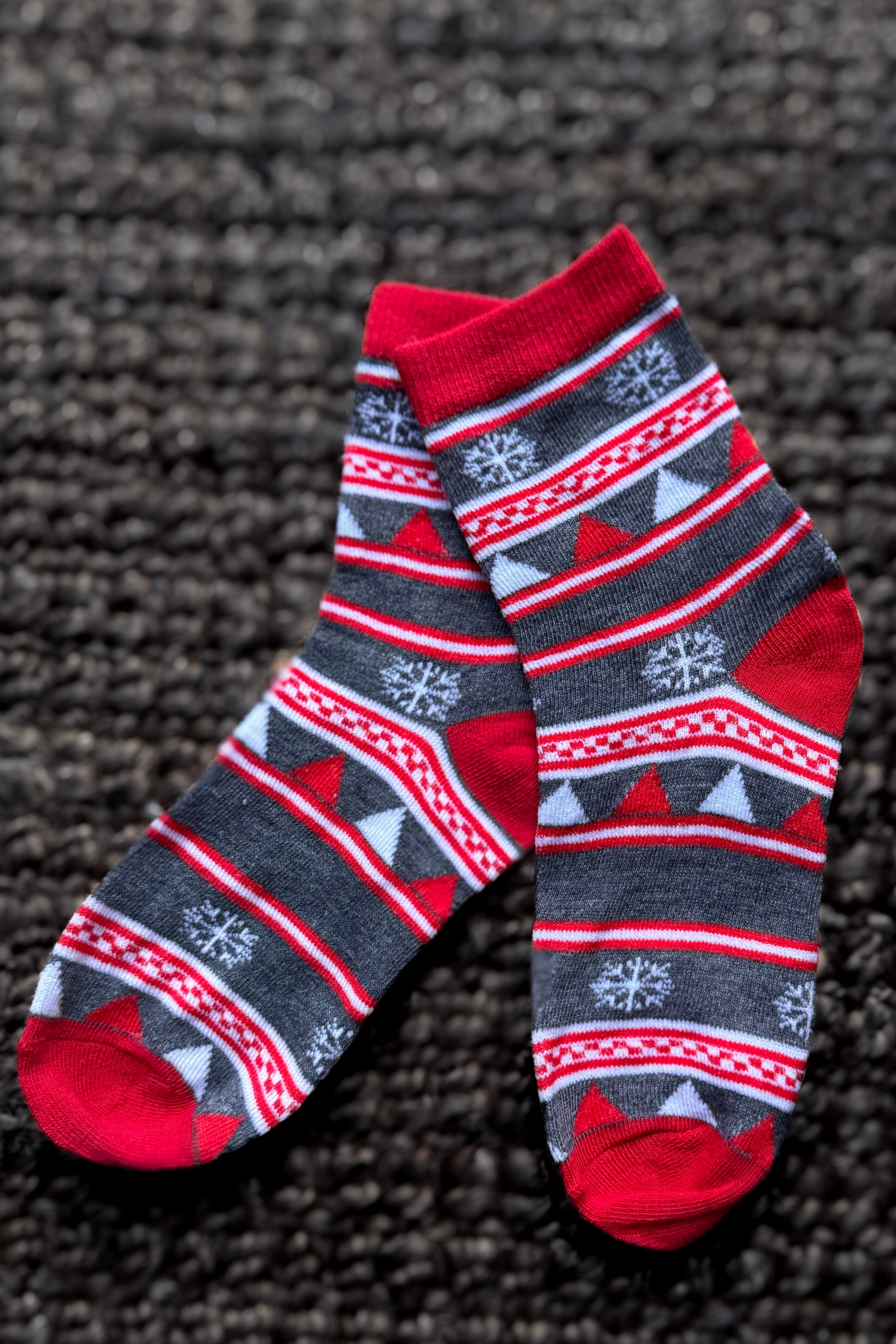 Gråa Strumpor Julmönster Grey Pattern