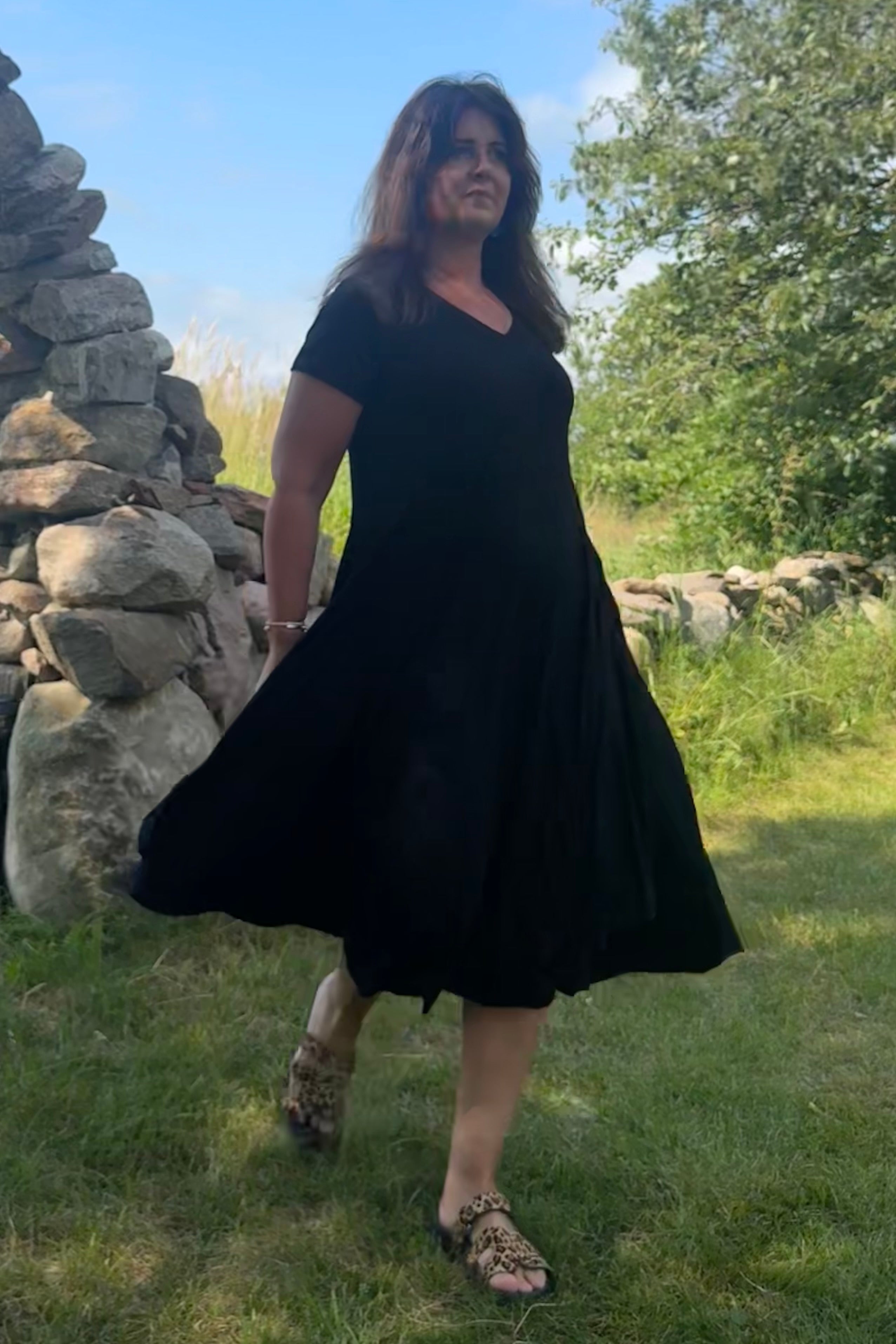 Sort kjole Ballerina V-hals Sort