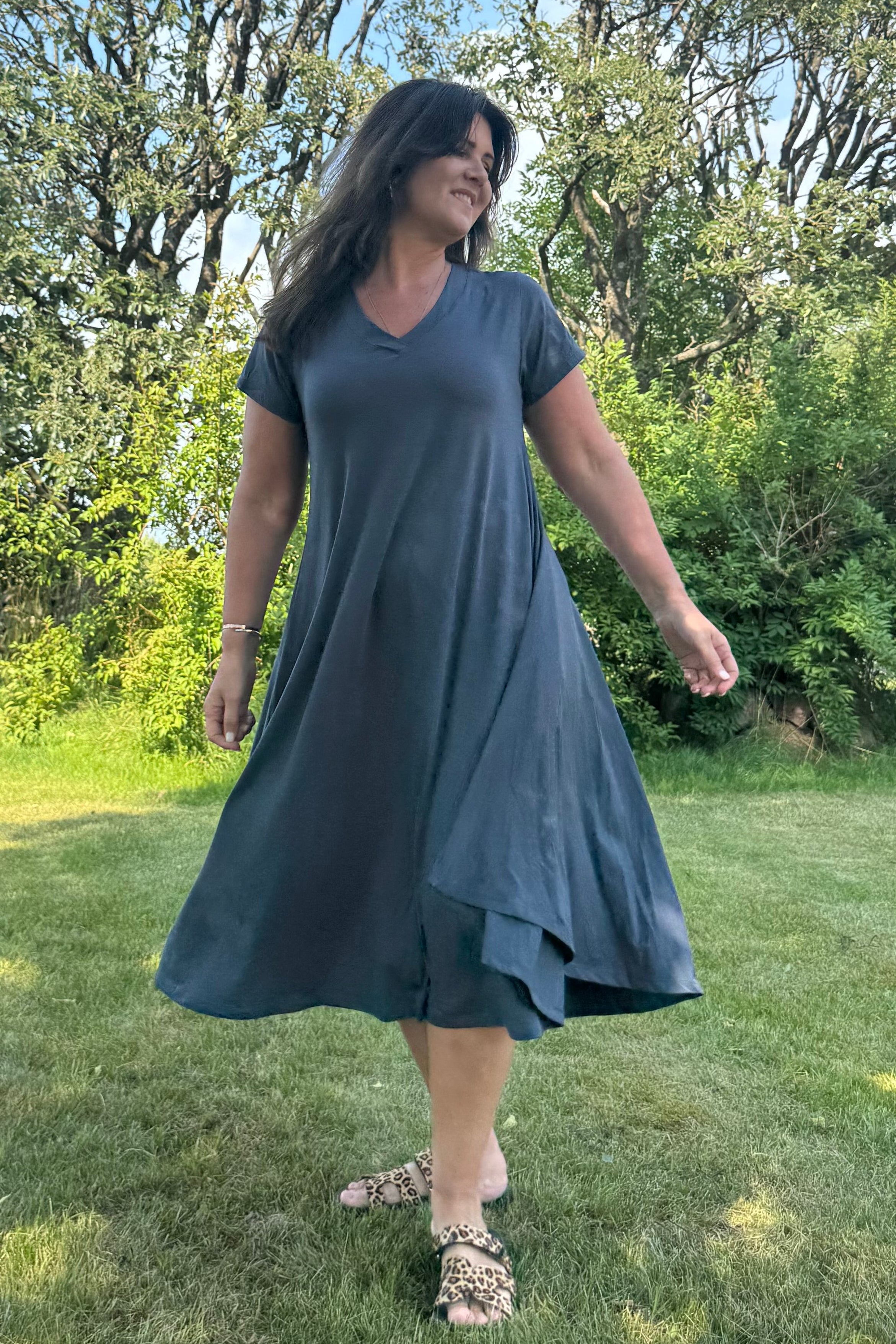 Blå Kjole Ballerina V-udskæring Duffy Blue
