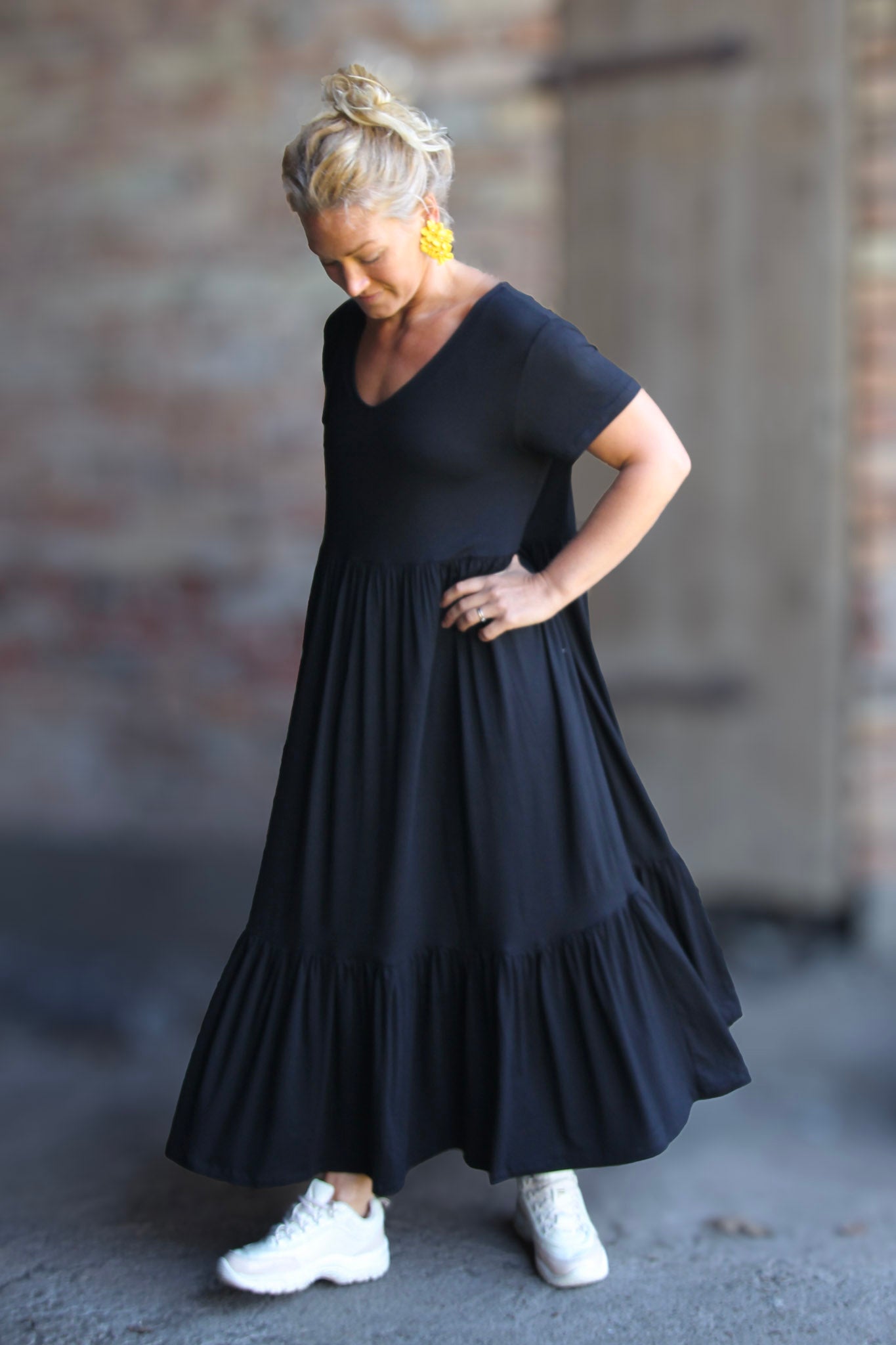 Svart Draperad Klänning Amelie Black