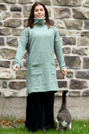 Grün/Blau Pullover Kleid Polo Lose Grün/Blau