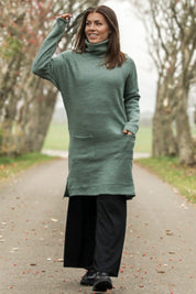 Grün/Blau Pullover Kleid Polo Lose Grün/Blau