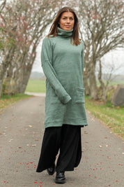 Grün/Blau Pullover Kleid Polo Lose Grün/Blau