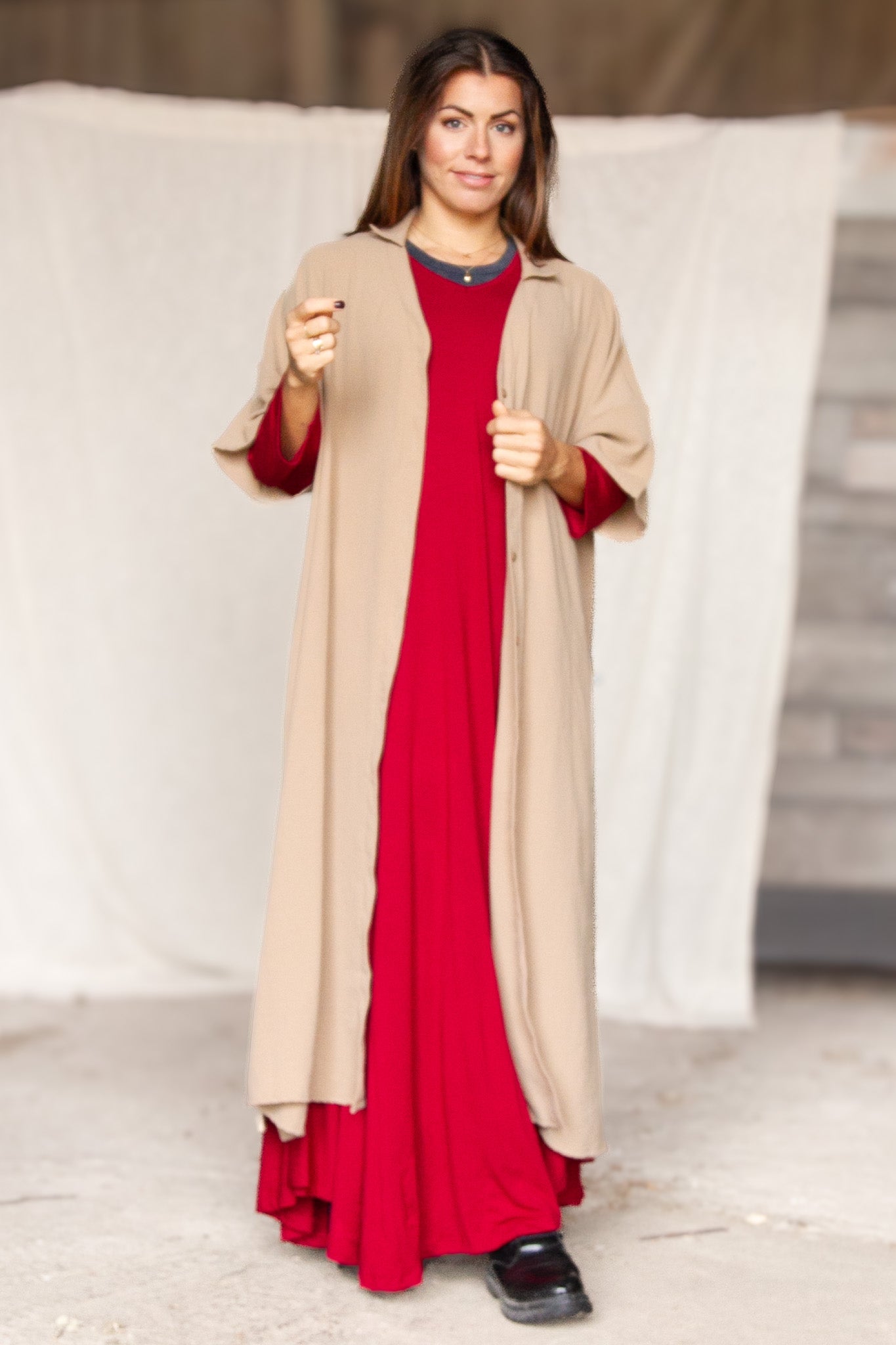 Beige Klänning Sahara Longshirt Earth