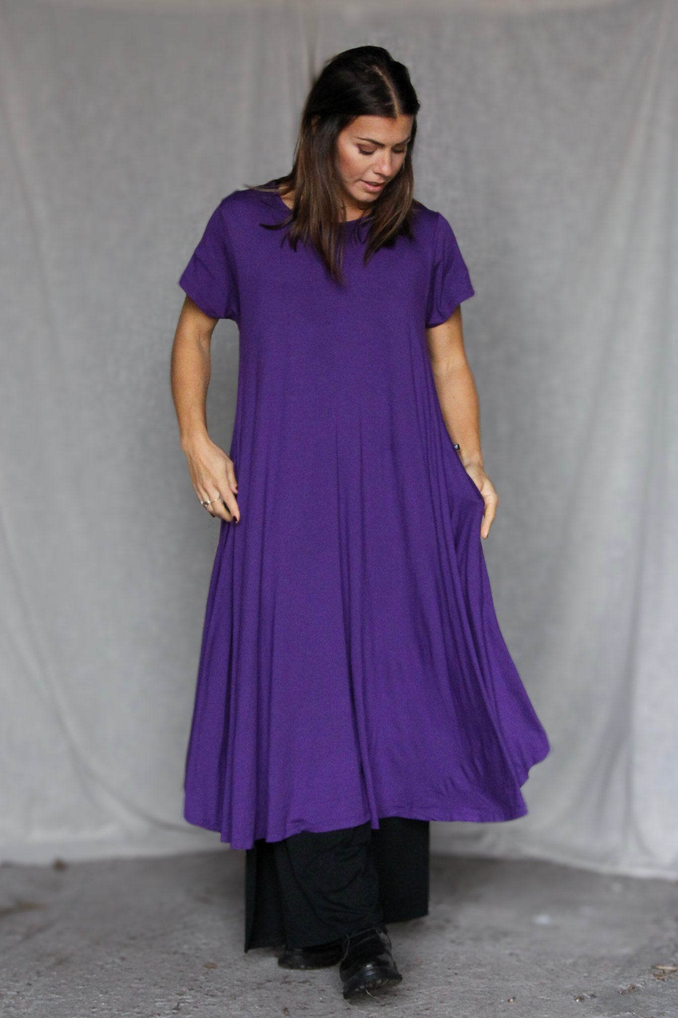 Dunkelviolettes Ballerinakleid Original Dunkelviolett
