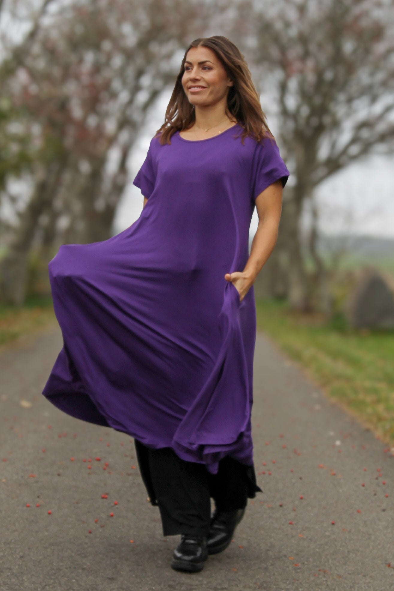 Dunkelviolettes Ballerinakleid Original Dunkelviolett