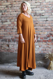 Oranges Ballerinakleid V-Ausschnitt Lang Orange
