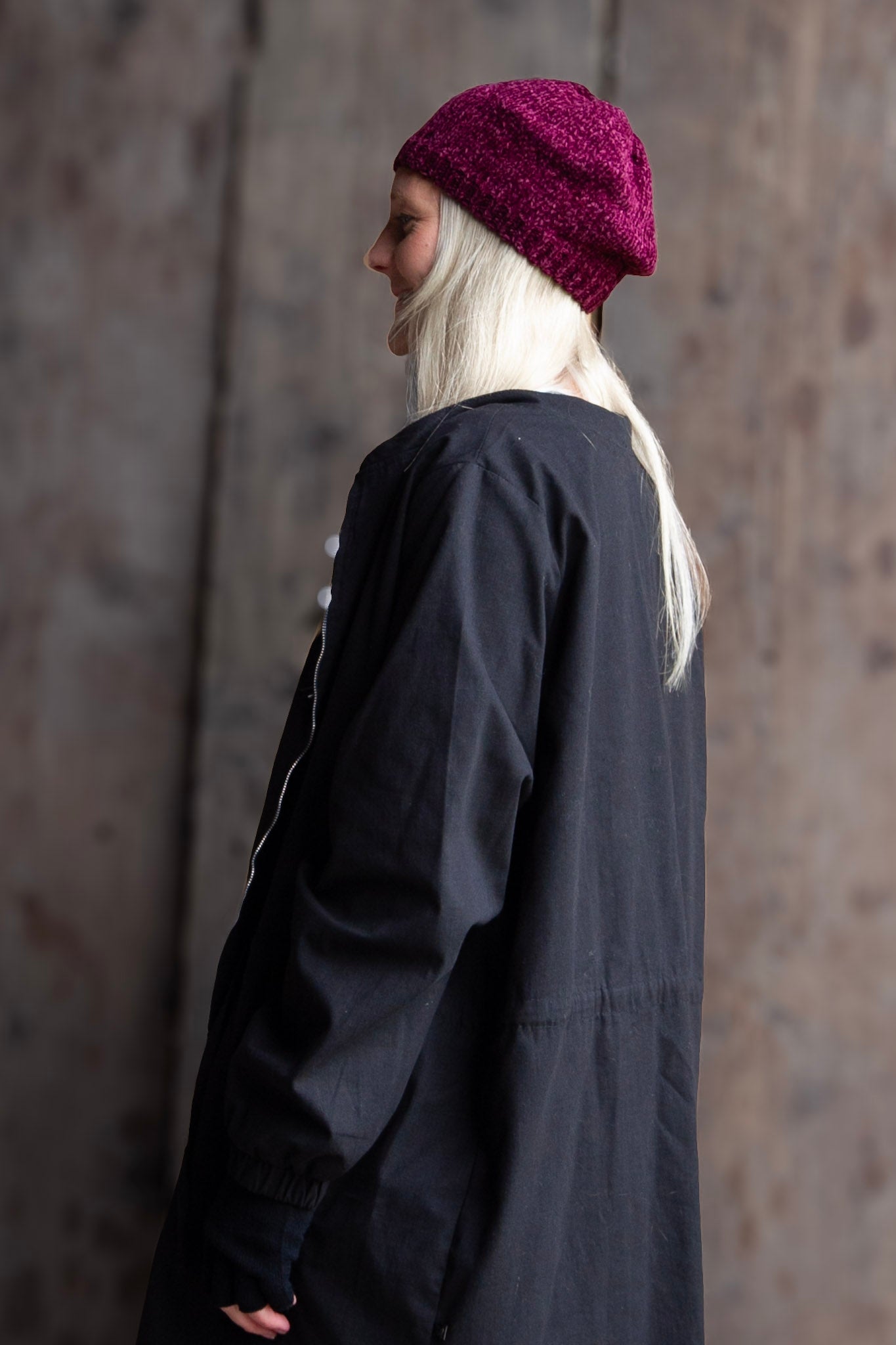 Vinröd Mössa Elise Knit Beret Maroon