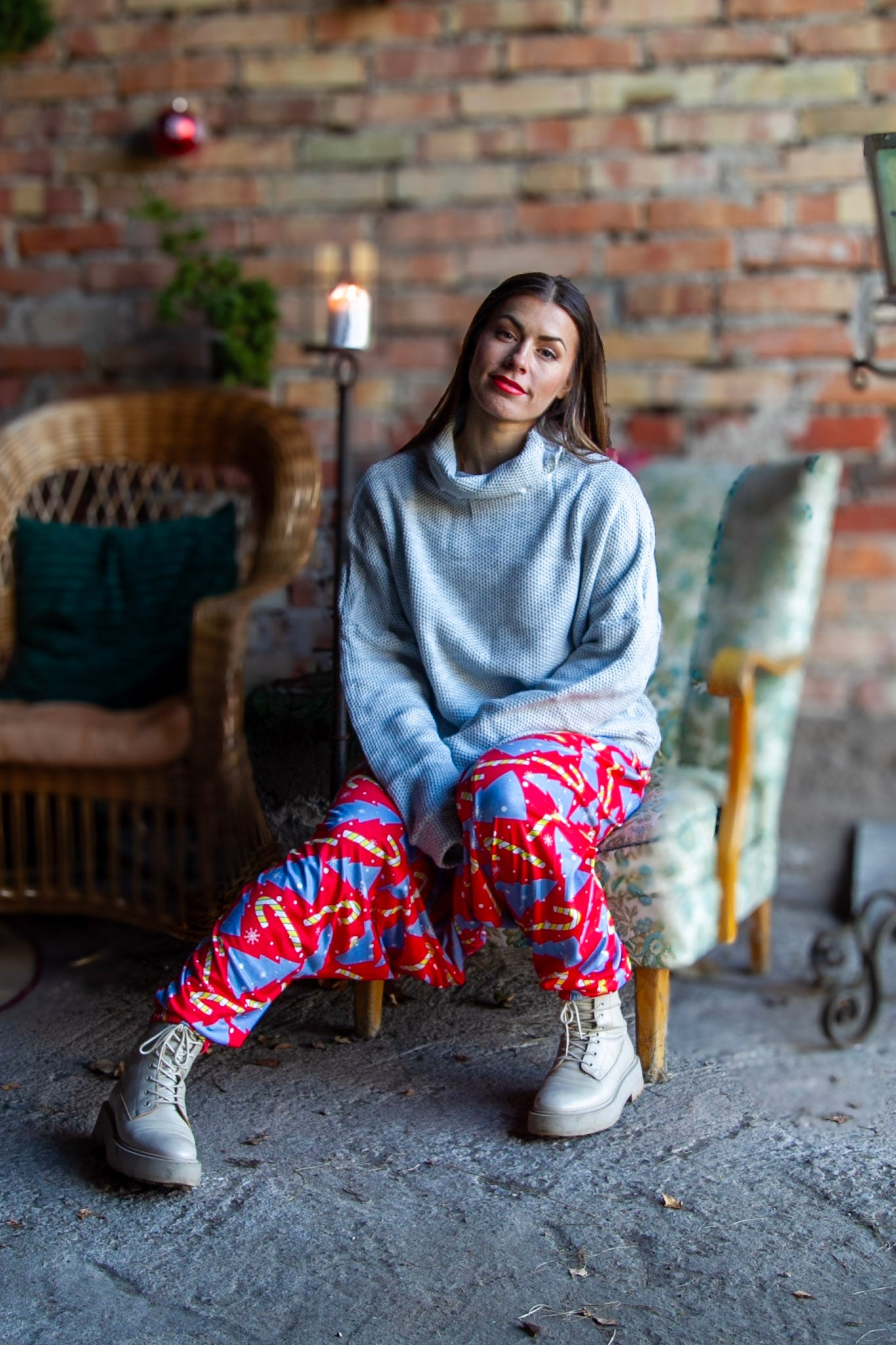 Red Harem Pants Yoggi Christmas Red Base