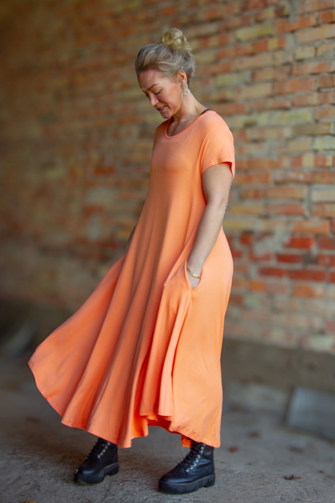 Orange Ballerinakleid lang orange Potters