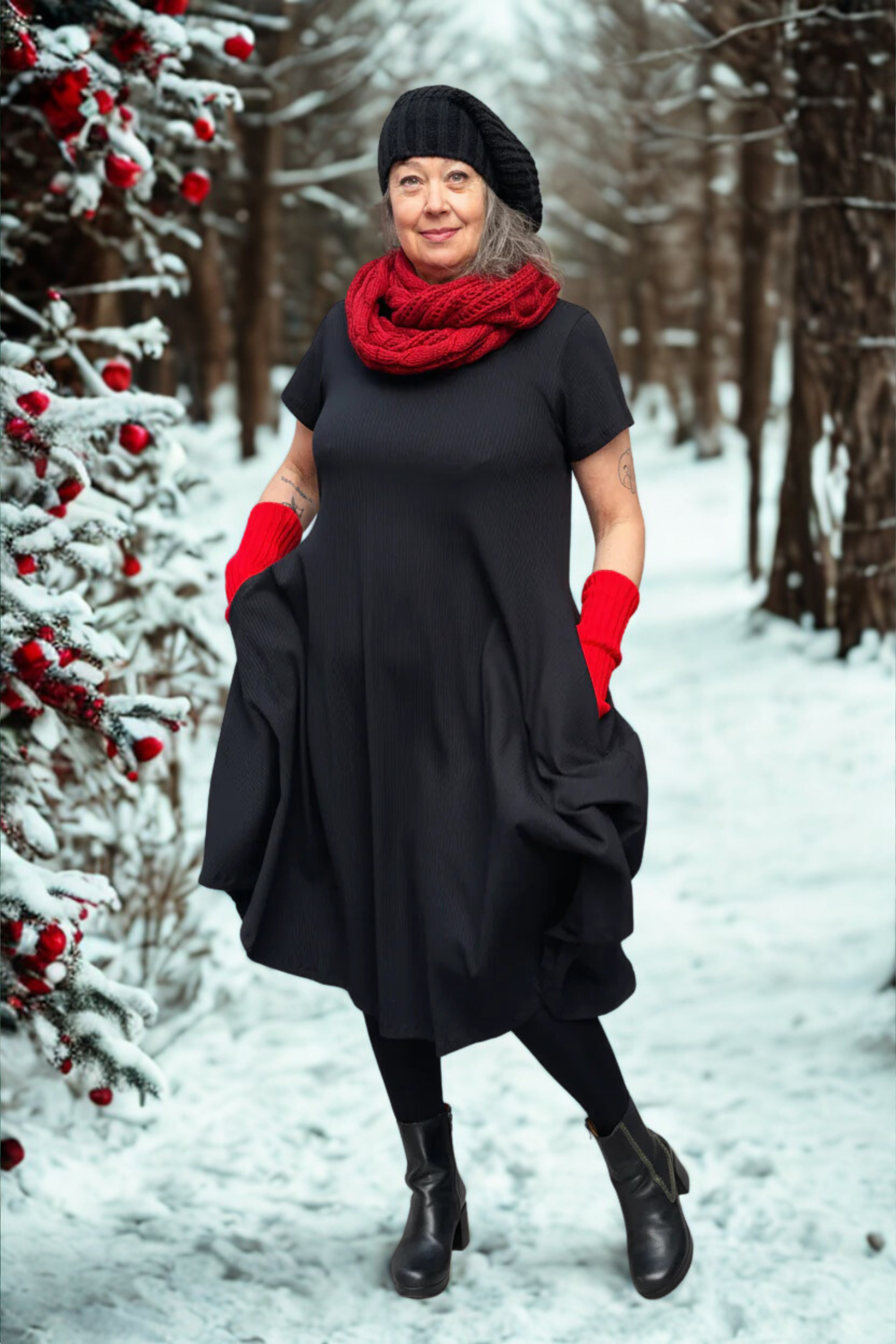 Svart Ribbad Klänning Ballerina Black