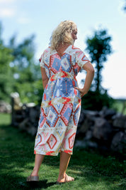 Blue Patterned Dress Väddö Blue Base