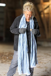 Blå Scarf Svep Stripe Blue