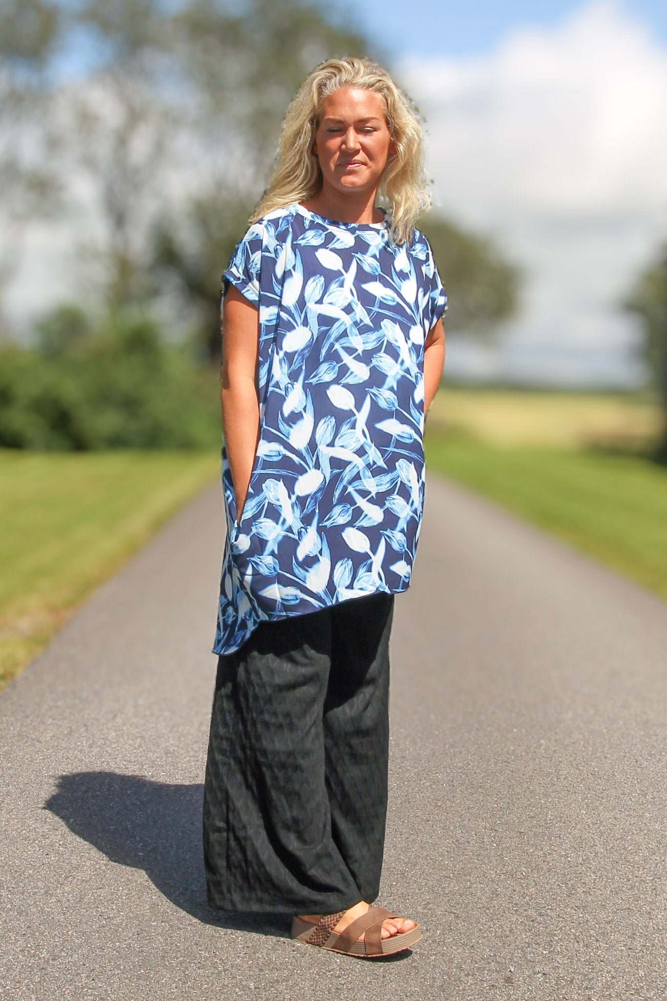 Blaue Tunika Dalia Blaudruck