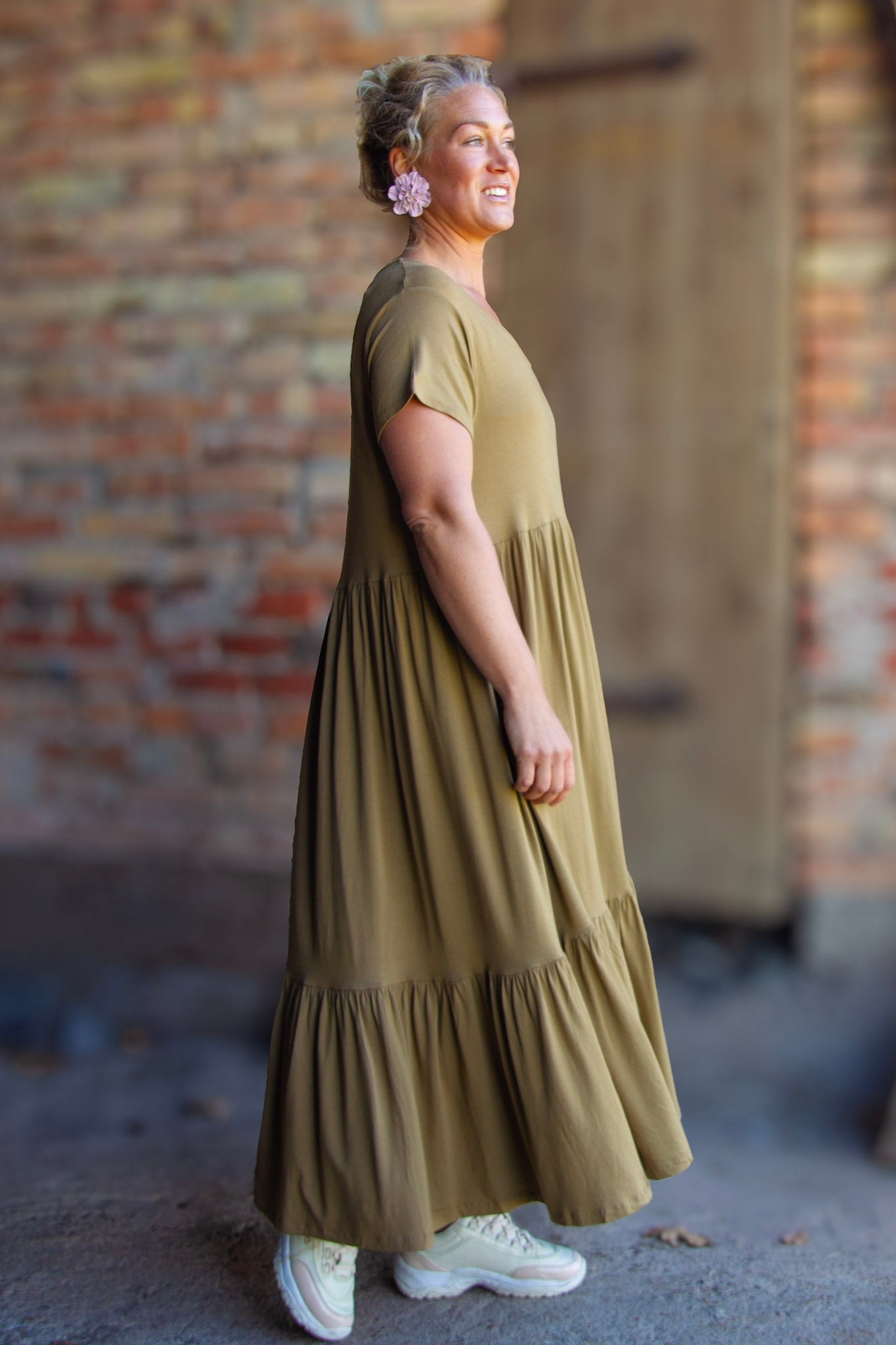 Brun/Beige Draperad Klänning Amelie Brown/Beige