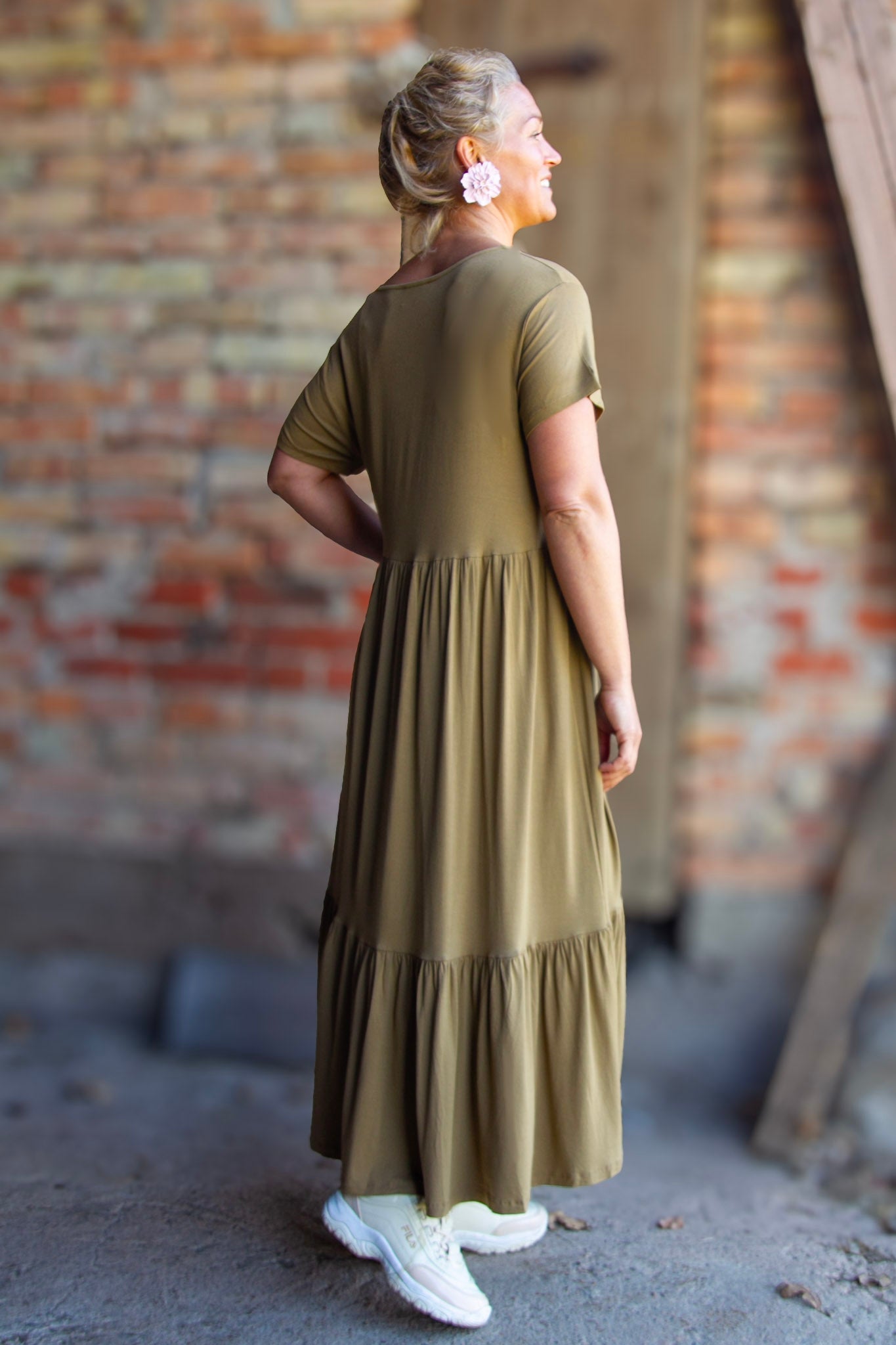 Brun/Beige Draperad Klänning Amelie Brown/Beige