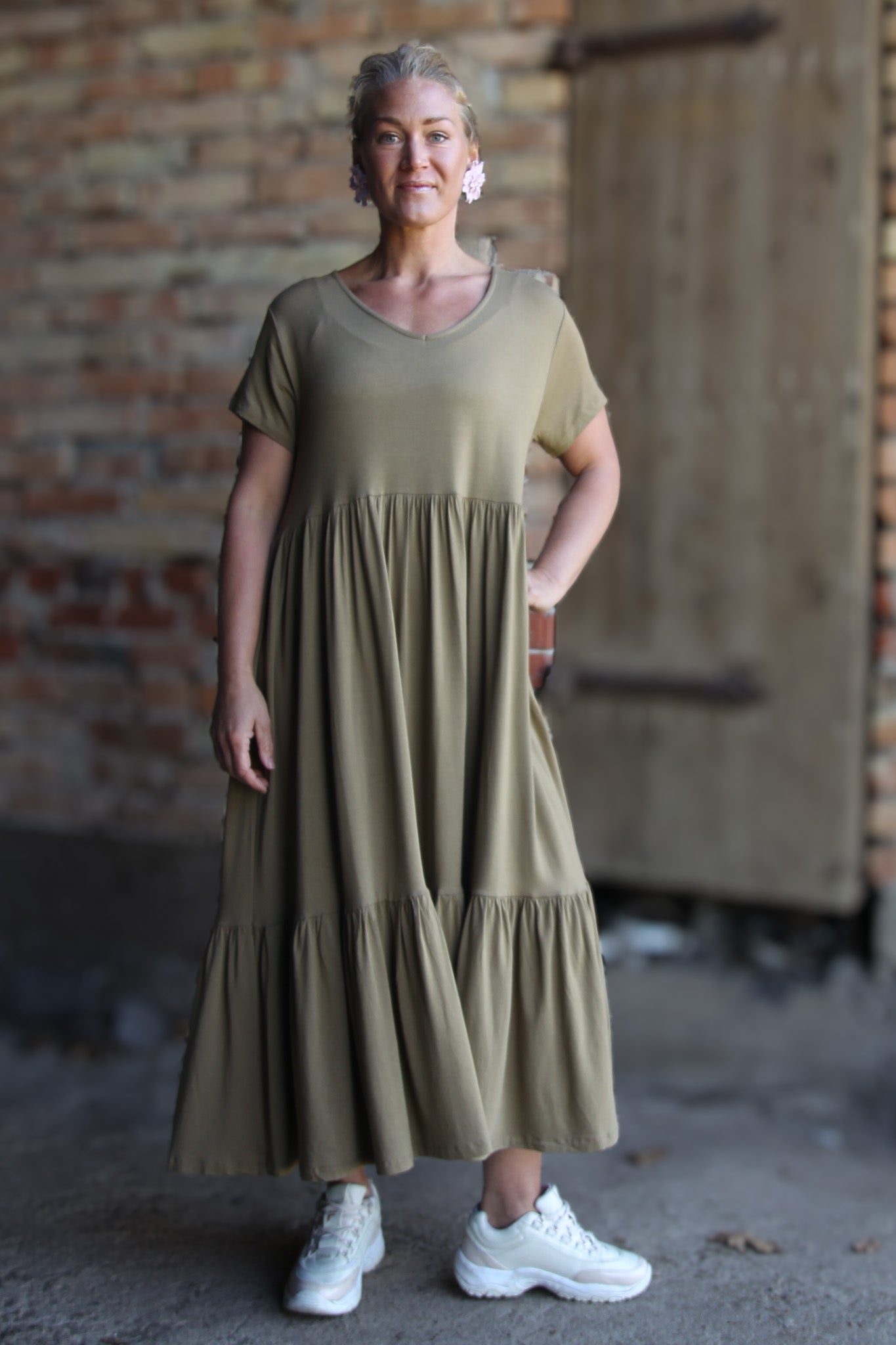 Brun/Beige Draperad Klänning Amelie Brown/Beige