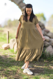 Brun/Beige Draperad Klänning Amelie Brown/Beige