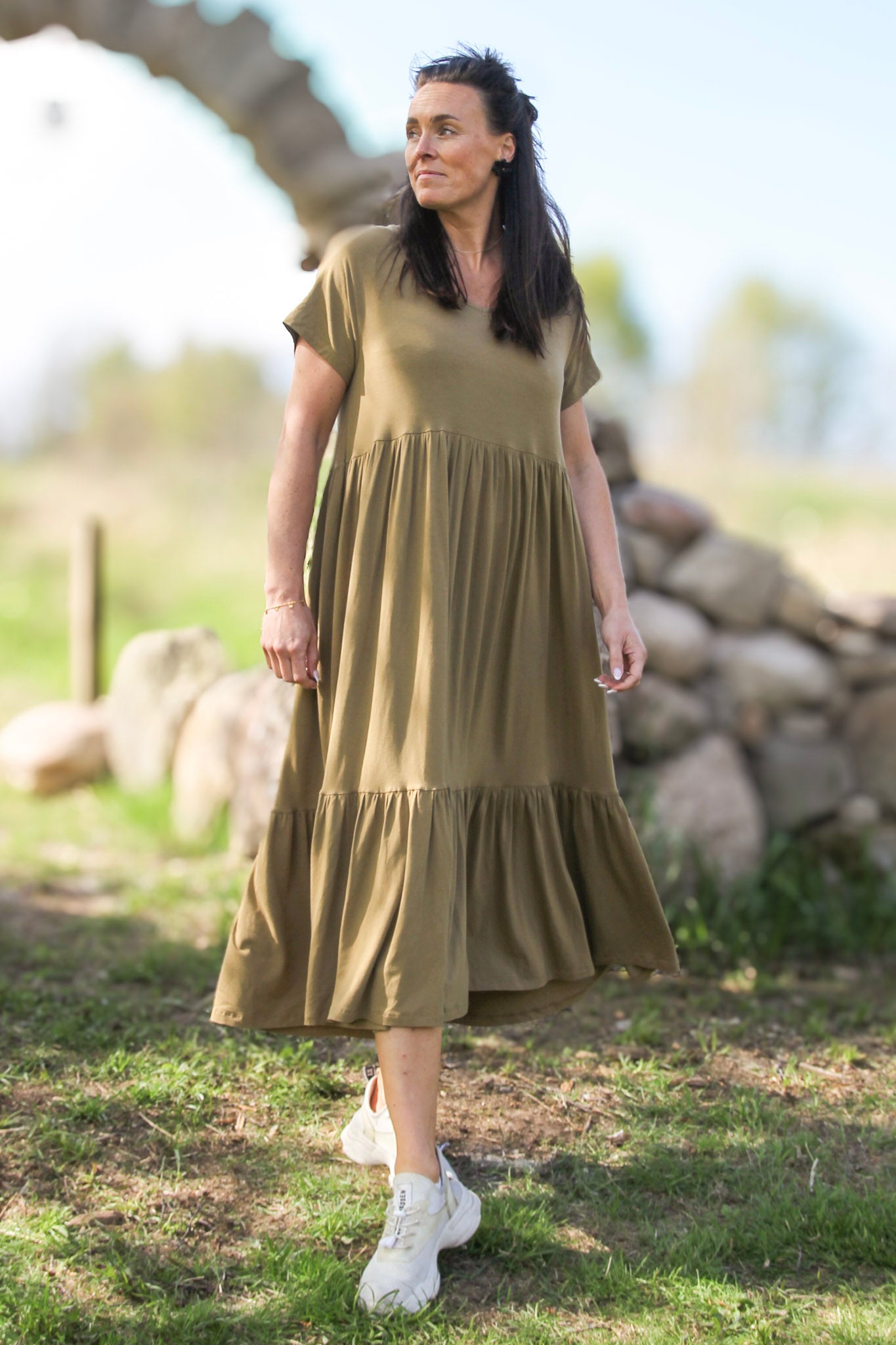 Brun/Beige Draperad Klänning Amelie Brown/Beige