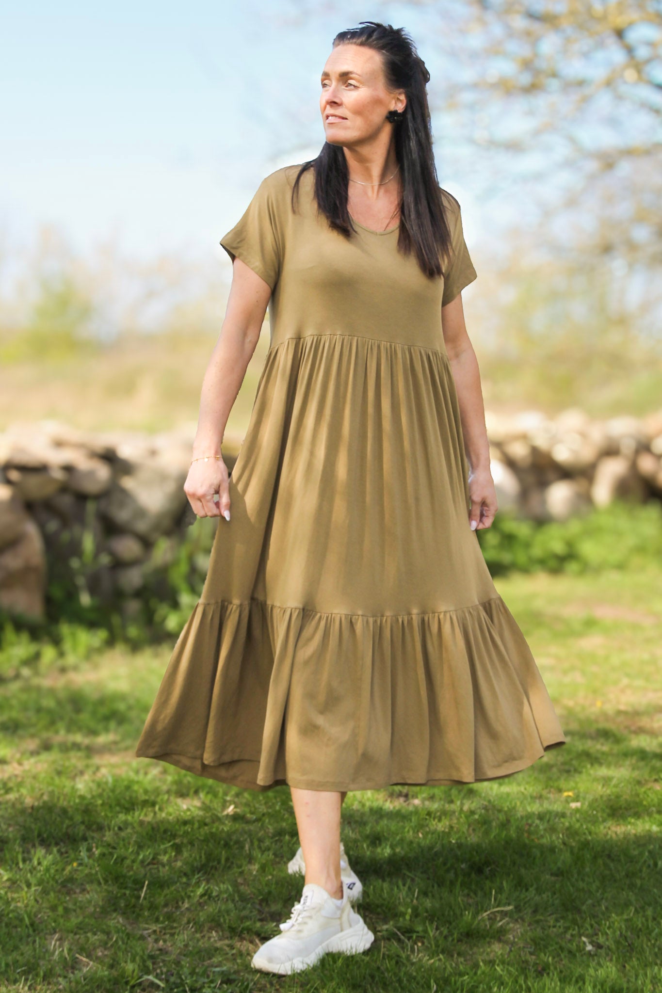 Brun/Beige Draperad Klänning Amelie Brown/Beige