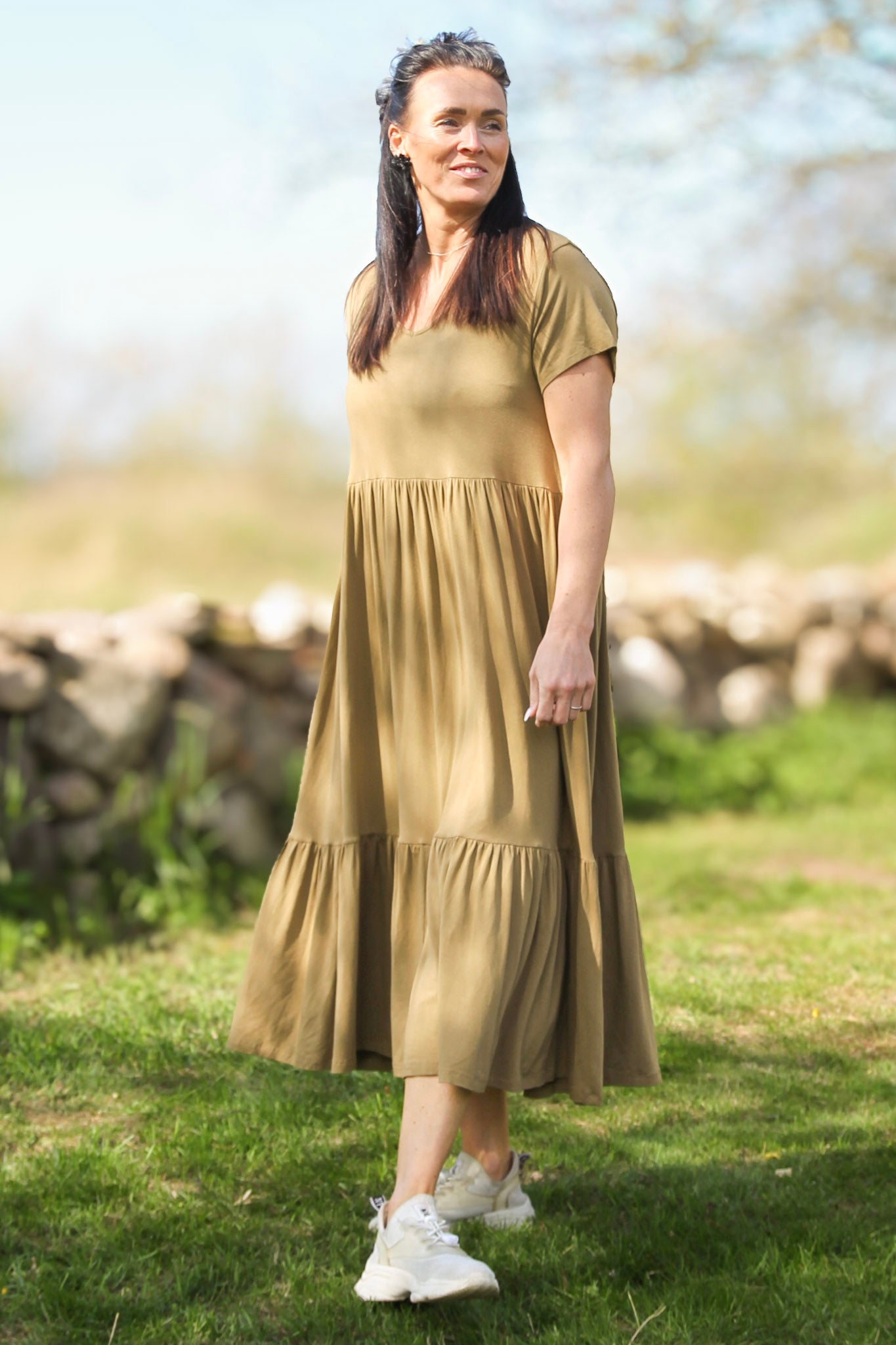 Brun/Beige Draperad Klänning Amelie Brown/Beige